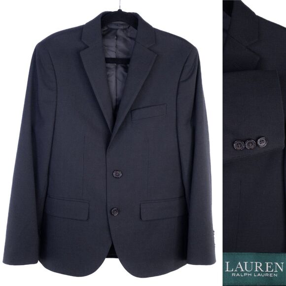 Lauren Ralph Lauren Blazer Boys 10R Micro Check Two Button Dual Vent Suiting - Picture 1 of 13